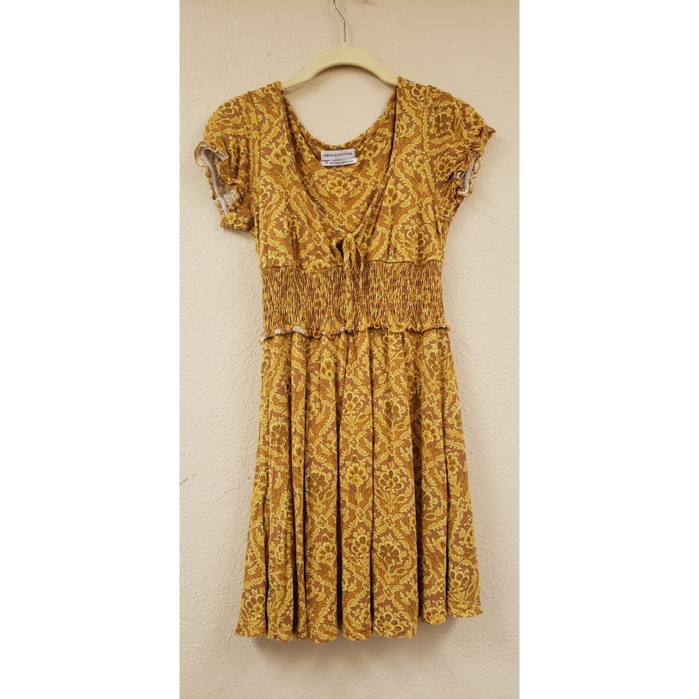 UO Urban Outfitters Dress Small Charlie Knit Short Sleeve Mini Floral Summer Tie
